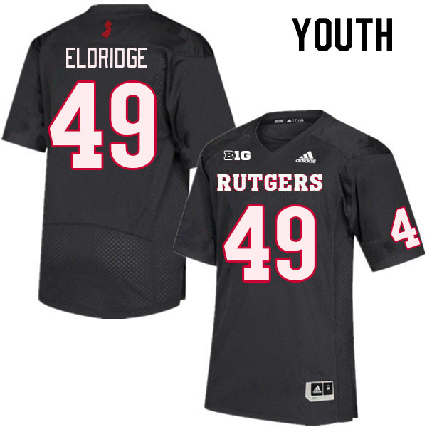 Youth #49 Jake Eldridge Rutgers Scarlet Knights College Football Jerseys Stitched Sale-Black - Click Image to Close